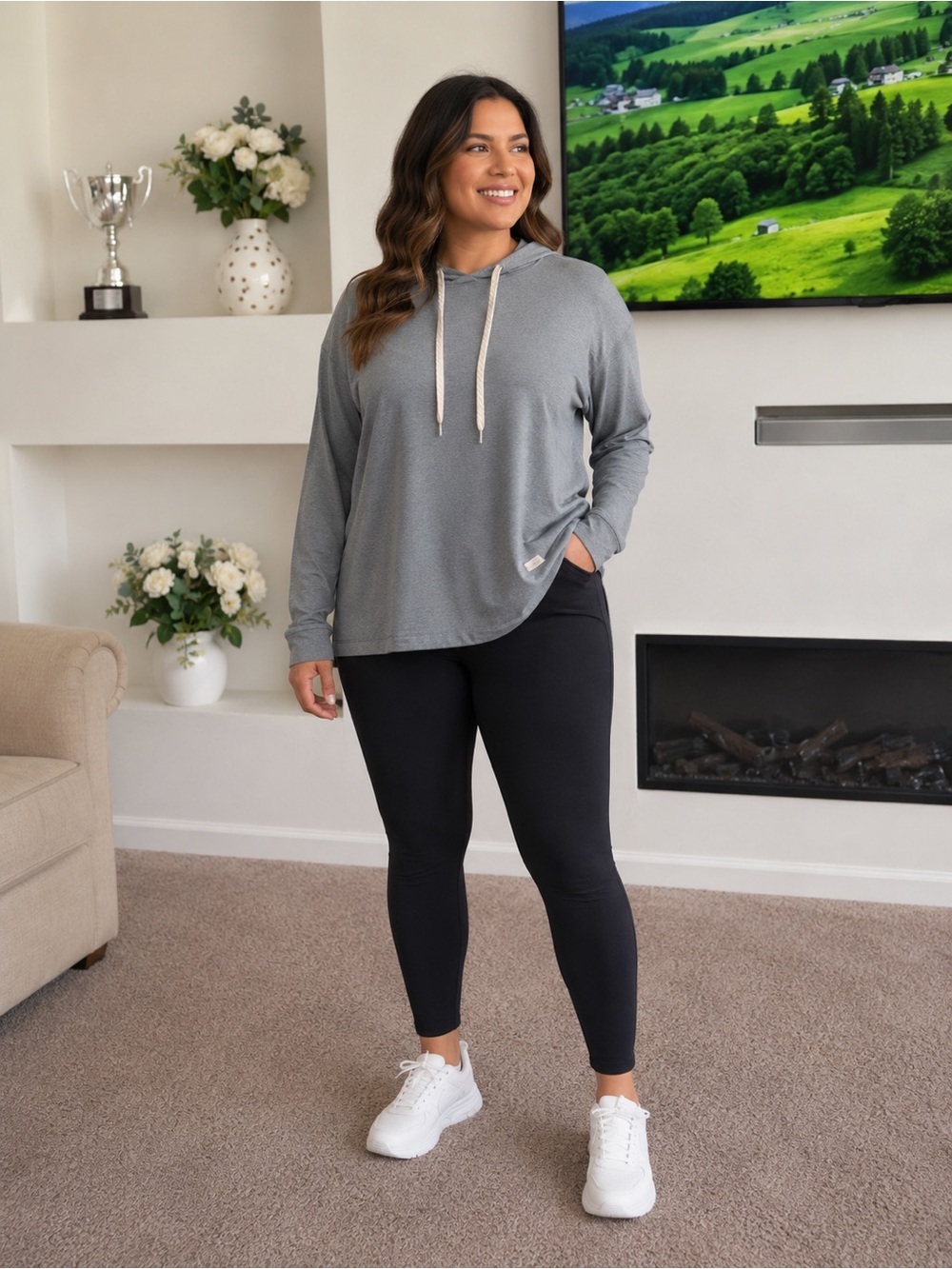 Vuori Light Gray Hooded Pullover Sweatshirt